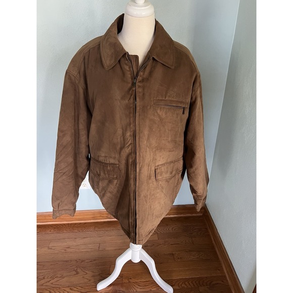 Aberdeen Sportswear Collection Faux Suede Jacket Coat Old Money Sz XL 1X - Picture 1 of 9